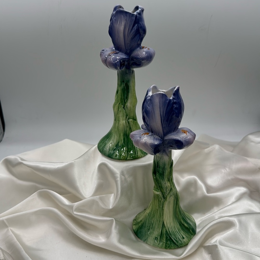 Italian Ceramic “Iris” Candleholders.